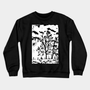 Black and White Winter Tree Design Crewneck Sweatshirt